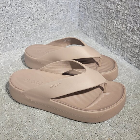 Crocs Getaway Women’s Size 11 US Tan Platform Flip Flop Sandals 209410 - Picture 10 of 12